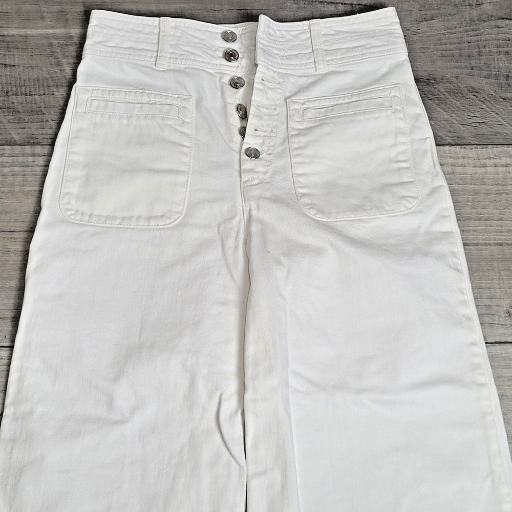 We The Free Colette Jeans Women Size 25 High Rise Button Fly Wide Leg Crop Boho - Picture 2 of 16
